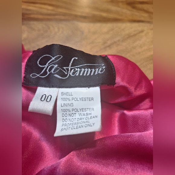 La Femme Pink Satin Sequin Gown - Picture 6 of 7